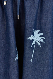 Product shot of the Montego Denim Short in colour Indigo (Blue), detail