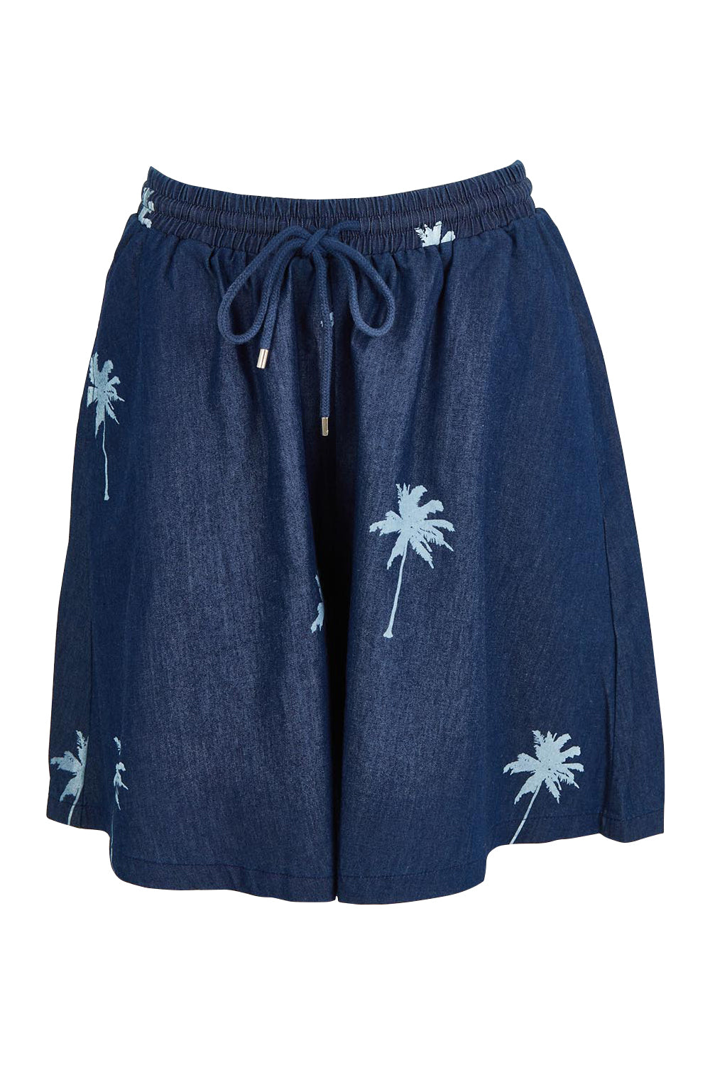 Product shot of the Montego Denim Short in colour Indigo (Blue), from the front