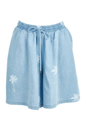 Product shot of the Montego Denim Short in colour Safira (Blue), from the front