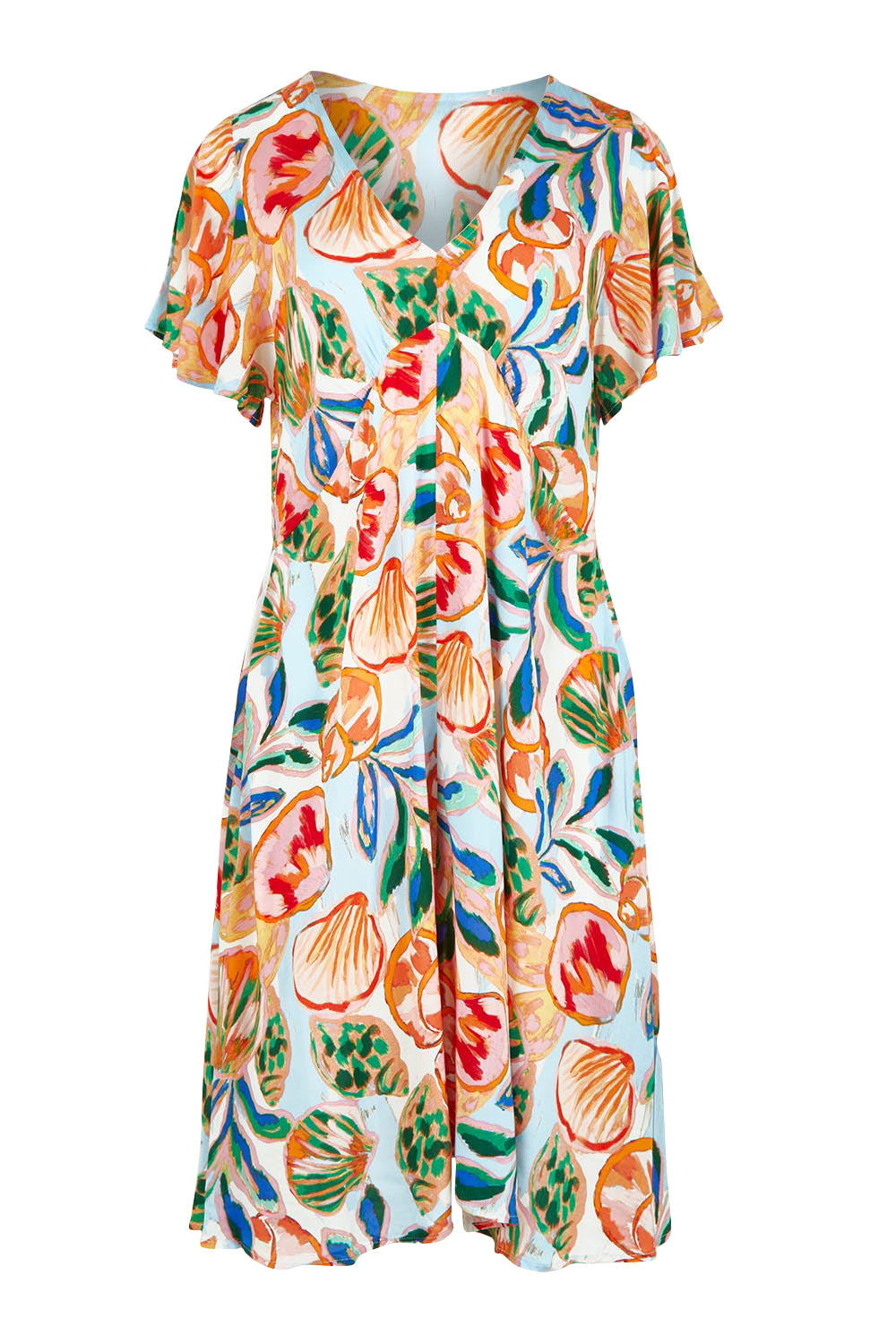 Product shot of the Baja Dress in colour Tide, from the front