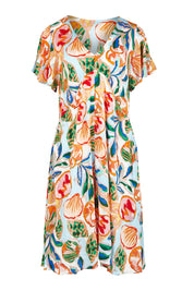 Product shot of the Baja Dress in colour Tide, from the front