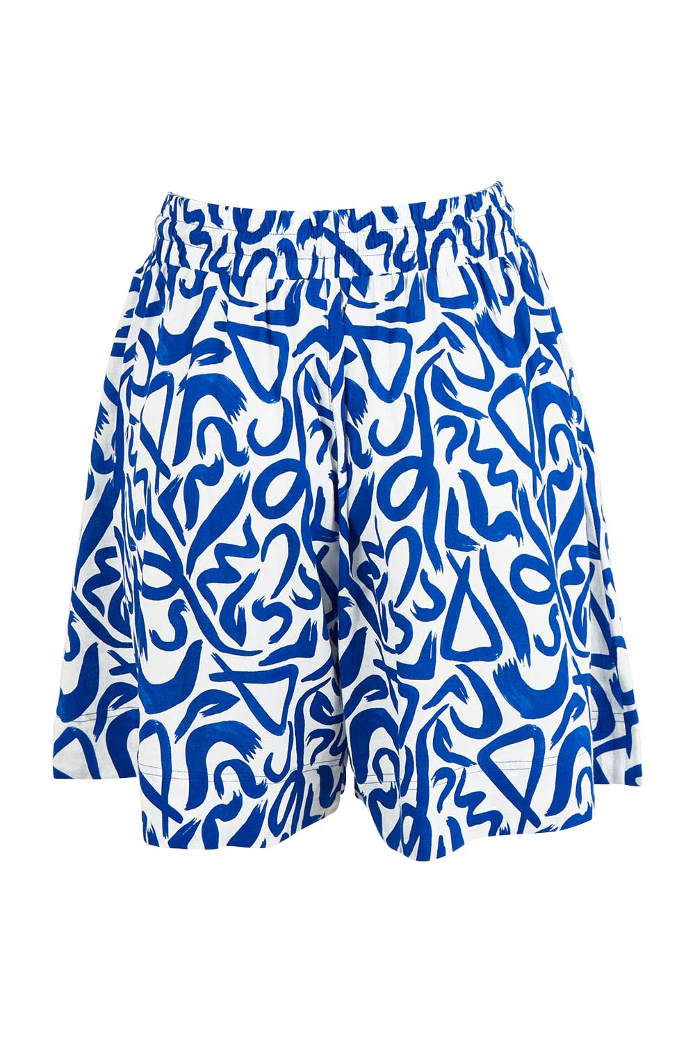Product shot of the Bahama Linen Blend Short in colour Opusazul, from the back