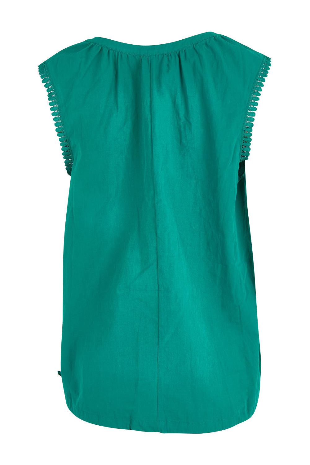Product shot of the Santos Cotton Top in colour Teal (Green), from the back