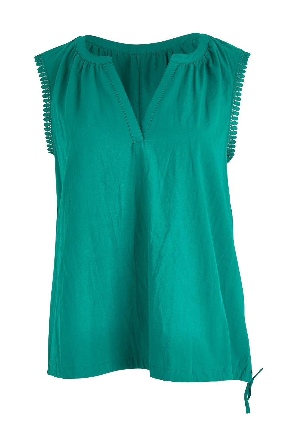 Product shot of the Santos Cotton Top in colour Teal (Green), from the front