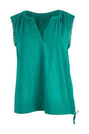 Product shot of the Santos Cotton Top in colour Teal (Green), from the front