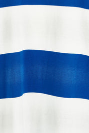 Product shot of the Jardin Stripe Cotton Tshirt Dress in colour Azul (Blue), detail