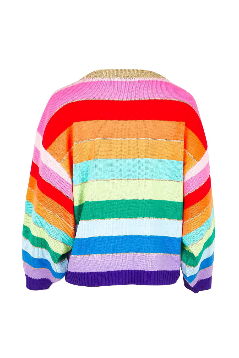 Product shot of the Niseko Jumper in colour Rainbow, from the back