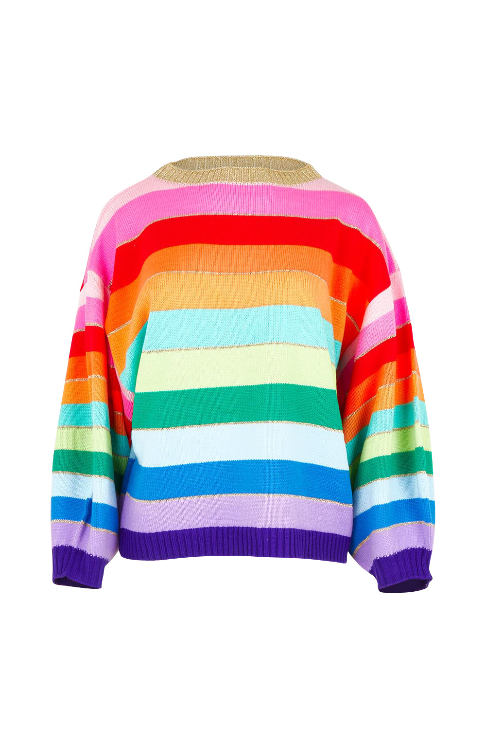 Product shot of the Niseko Jumper in colour Rainbow, from the front