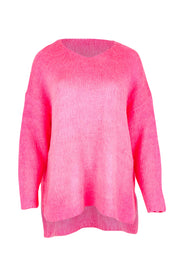 Product shot of the Lyon Relaxed Jumper in colour Hotpink (Pink), from the front