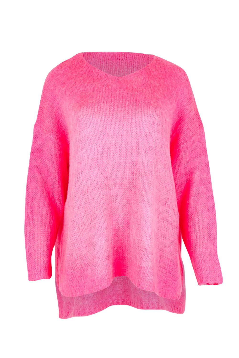 Product shot of the Lyon Relaxed Jumper in colour Hotpink (Pink), from the front