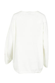 Product shot of the Vermont Star Crew in colour White (White), from the back