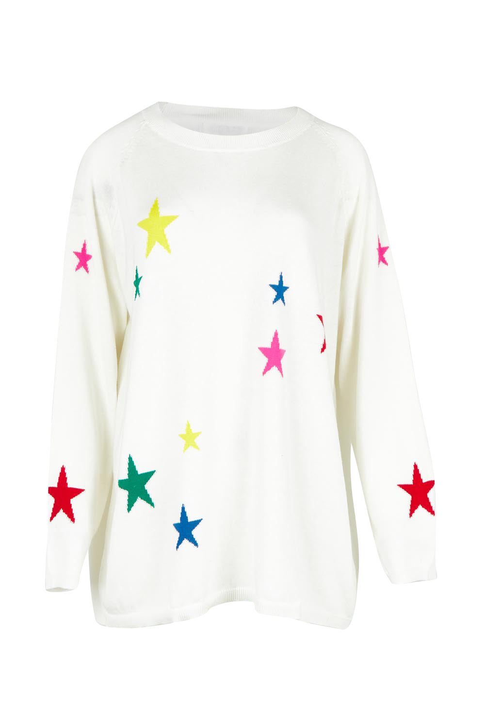 Product shot of the Vermont Star Crew in colour White (White), from the front