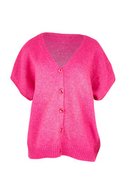 Product shot of the Valenza Knit Vest in colour Hotpink (Pink), from the front