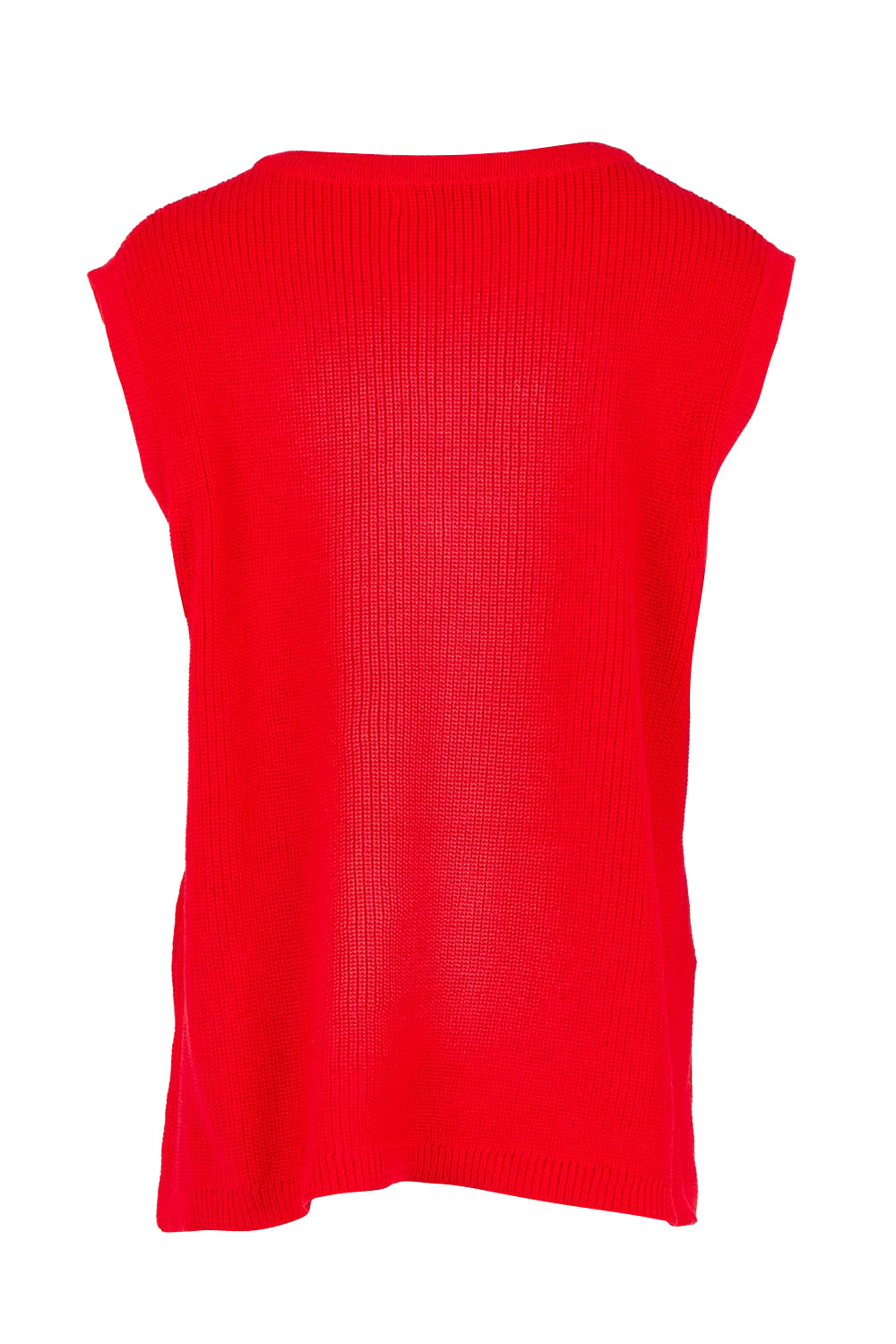 Product shot of the Alaska Knit Vest in colour Red (Red), from the back