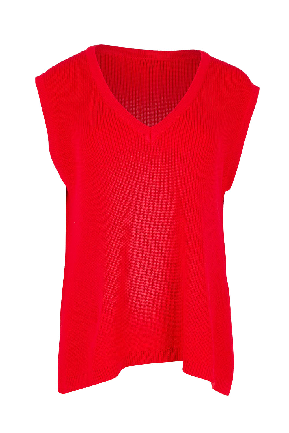 Product shot of the Alaska Knit Vest in colour Red (Red), from the front