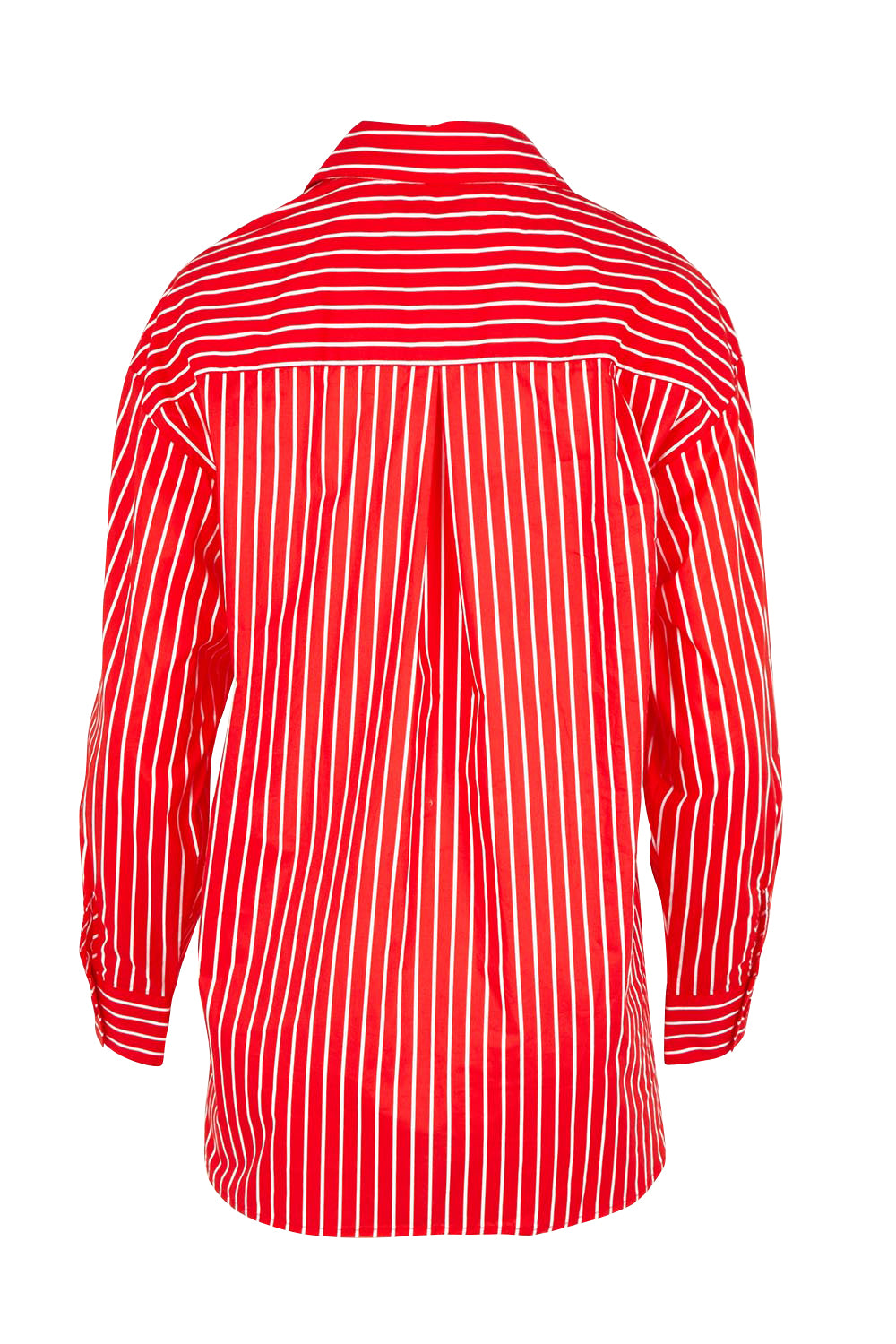 Product shot of the Fairbanks Stripe Shirt in colour Red (Red), from the back