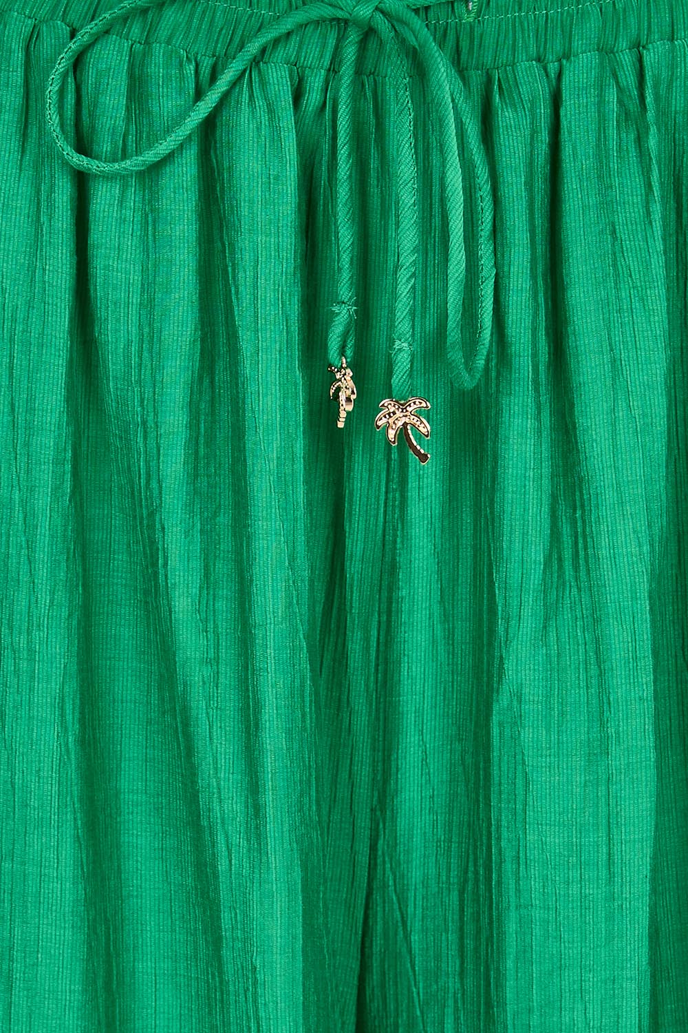 Product shot of the Kenya Palazzo Pant – Green in colour Green, showing detail