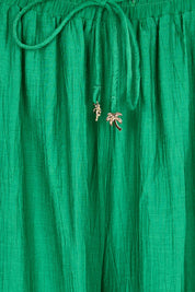 Product shot of the Kenya Palazzo Pant – Green in colour Green, showing detail