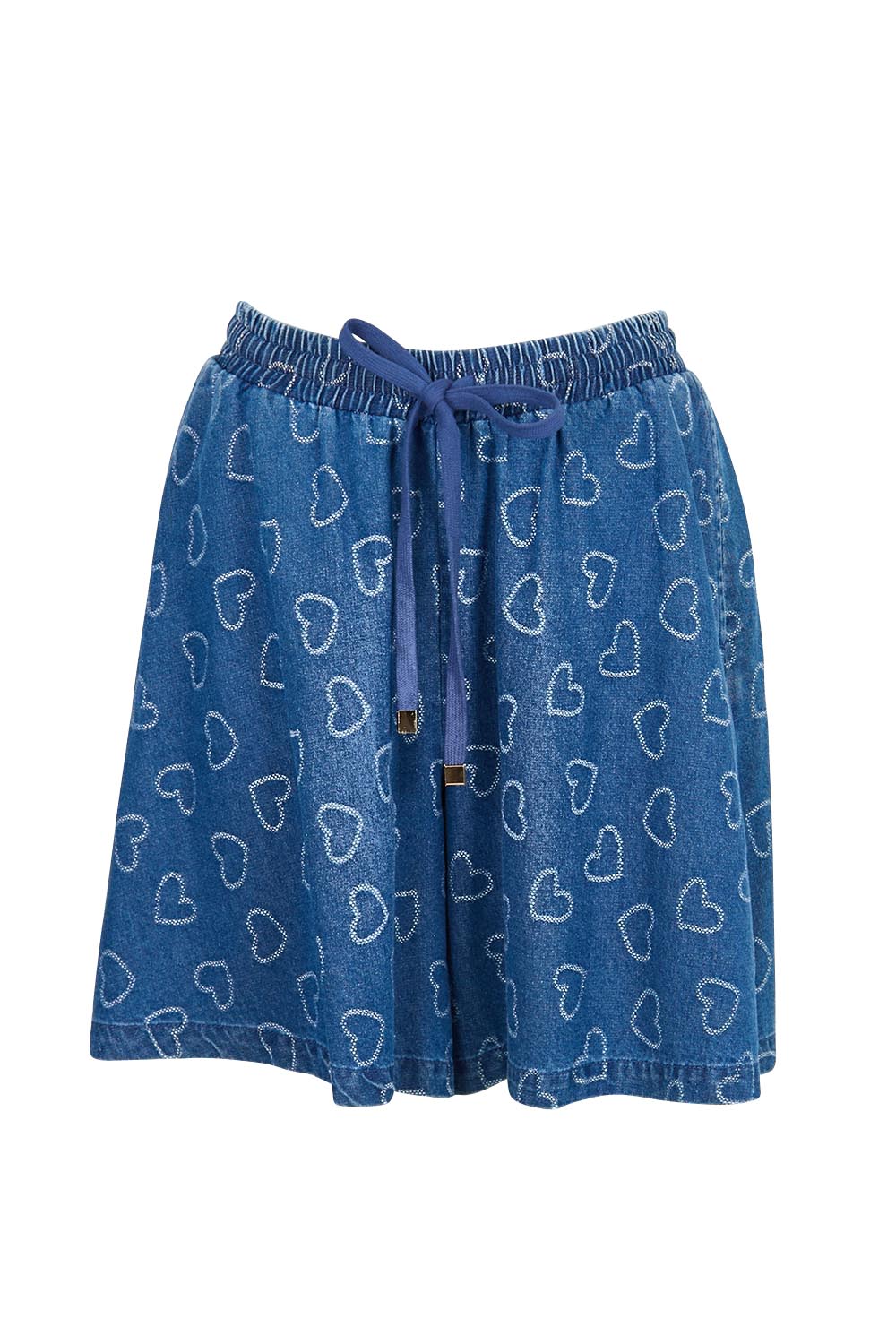 Product shot of the Sicily Heart Denim Short – Indigo in colour Indigo, from the front