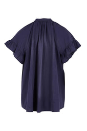 Product shot of the Crete Top – Navy in colour Navy, from the back