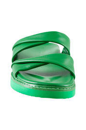 Product shot of the Ahoy Leather Slide in colour Green (Green), detail