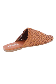 Product shot of the Barland Woven Leather Mule in colour Tan, from the back