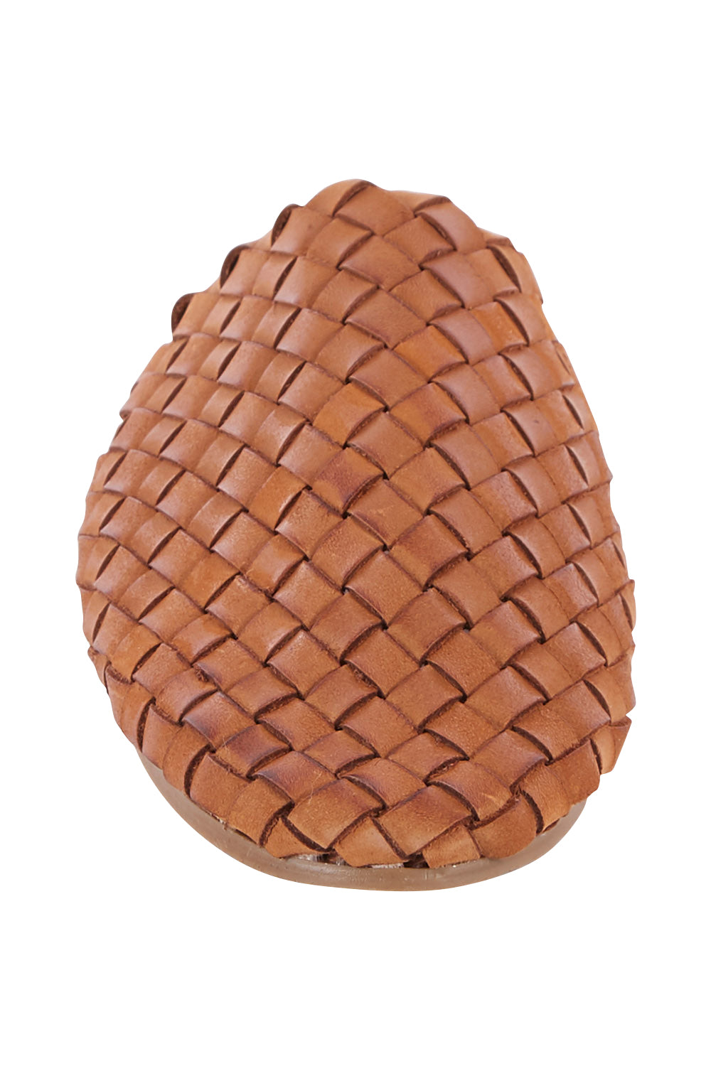 Product shot of the Barland Woven Leather Mule in colour Tan, detail