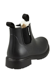 Product shot of the Cooma Fur Lined Gumboot in colour Black (Black), from the back