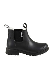 Product shot of the Cooma Fur Lined Gumboot in colour Black (Black), from the front