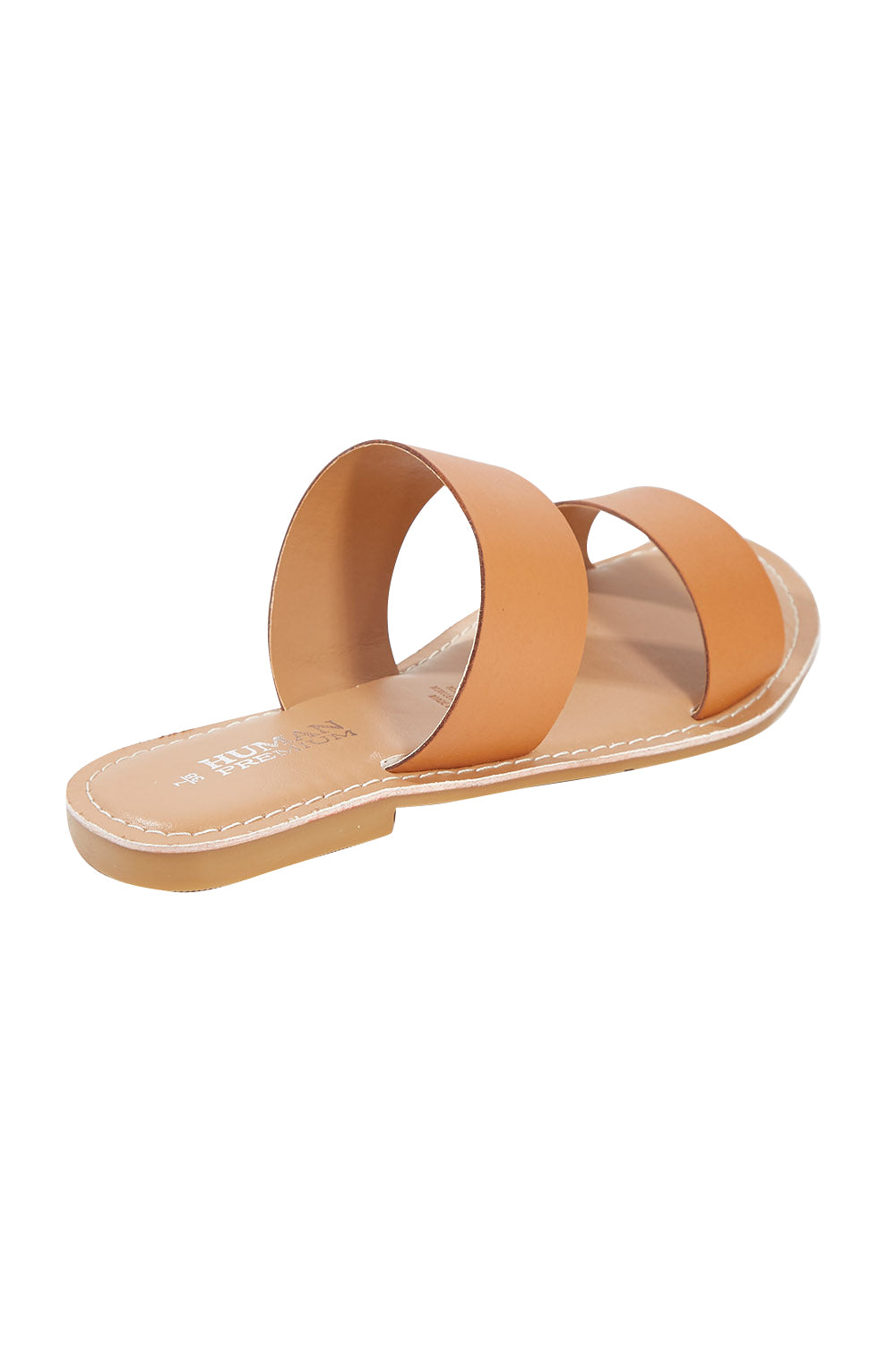 Product shot of the Dakota Leather Sandal in colour Tan, from the back