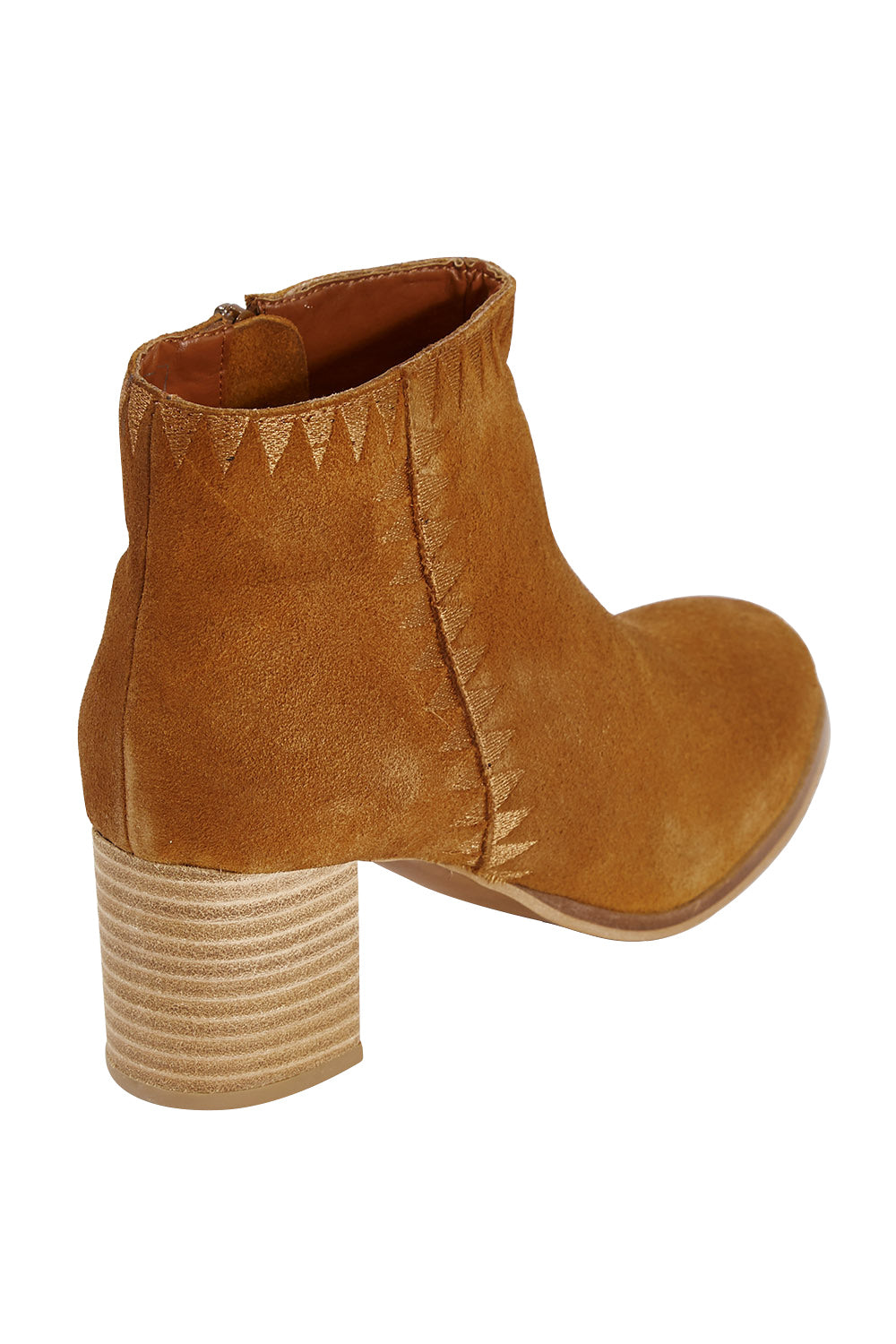 Product shot of the Dylan Ankle Boot in colour TanSuede, from the back