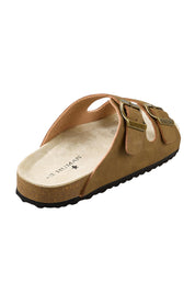 Product shot of the Ibiza Slide - Taupe in colour Taupe, from the back