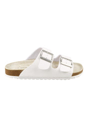 Product shot of the Ibiza Slide - White in colour White, from the front