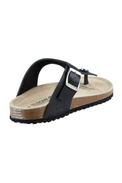 Product shot of the Life Leather Slide in colour Black (Black), from the back