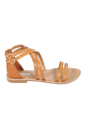 Product shot of the Skylah Flat in colour Tan, from the front