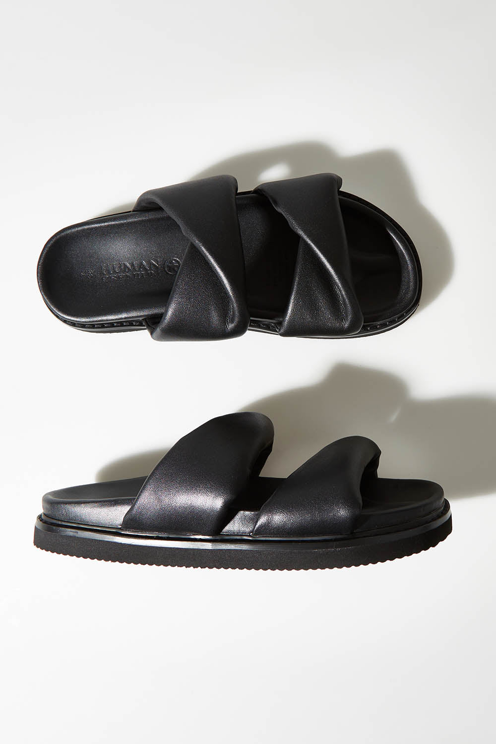 A model wearing size 37 of the Tactful Flat in colour Black (Black), from the front, showing the whole outfit