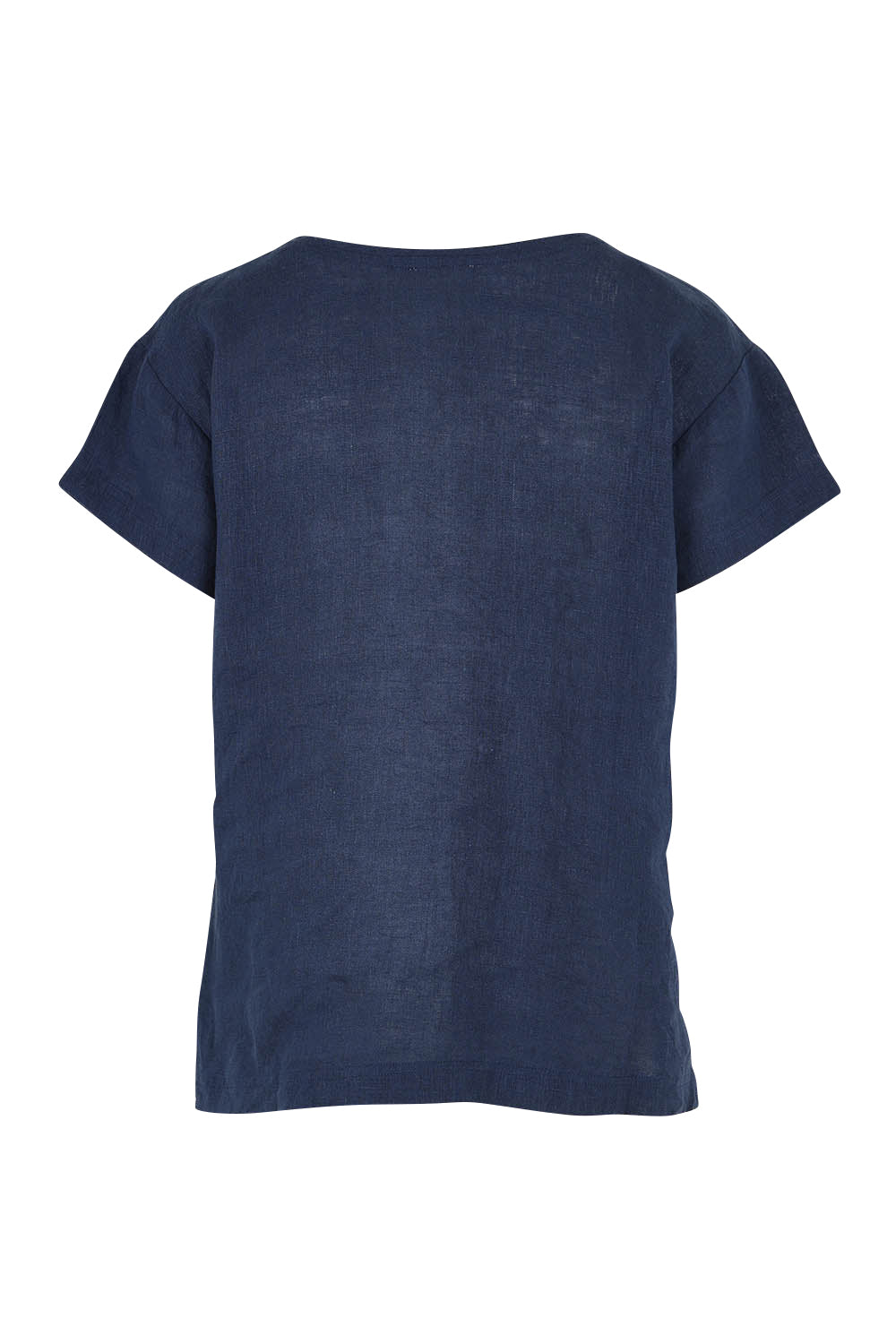 Product shot of the Captain Linen Tee in colour Navy (Blue), from the back