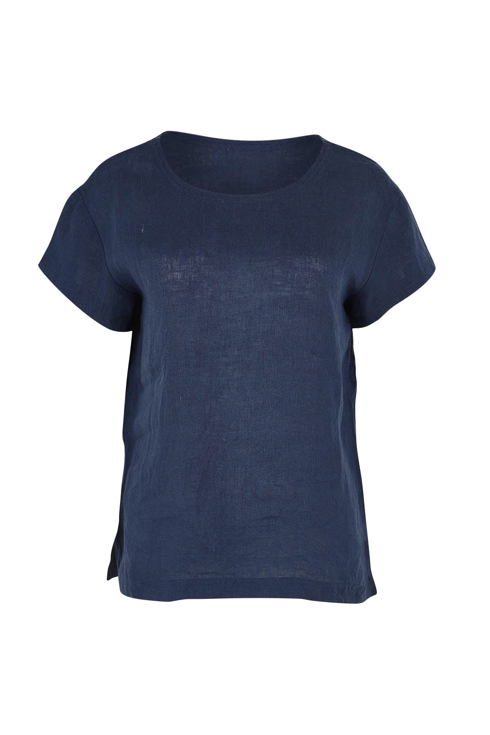 Product shot of the Captain Linen Tee in colour Navy (Blue), from the front