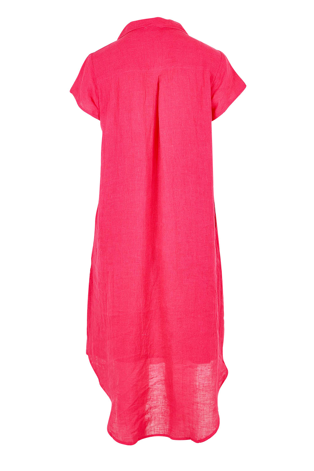 Product shot of the Ahoy Linen Tunic in colour Raspberry (Pink), from the back