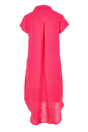 Product shot of the Ahoy Linen Tunic in colour Raspberry (Pink), from the back