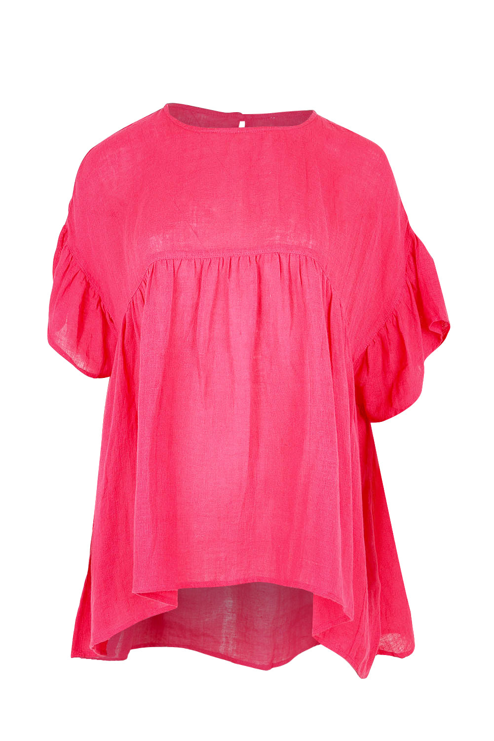 Product shot of the Caicos Linen Top in colour Raspberry (Blue), from the front