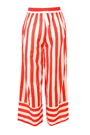 Product shot of the Mariah Cotton Pant in colour Noelstripe (Red), from the back