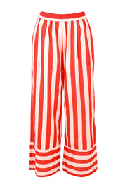 Product shot of the Mariah Cotton Pant in colour Noelstripe (Red), from the front