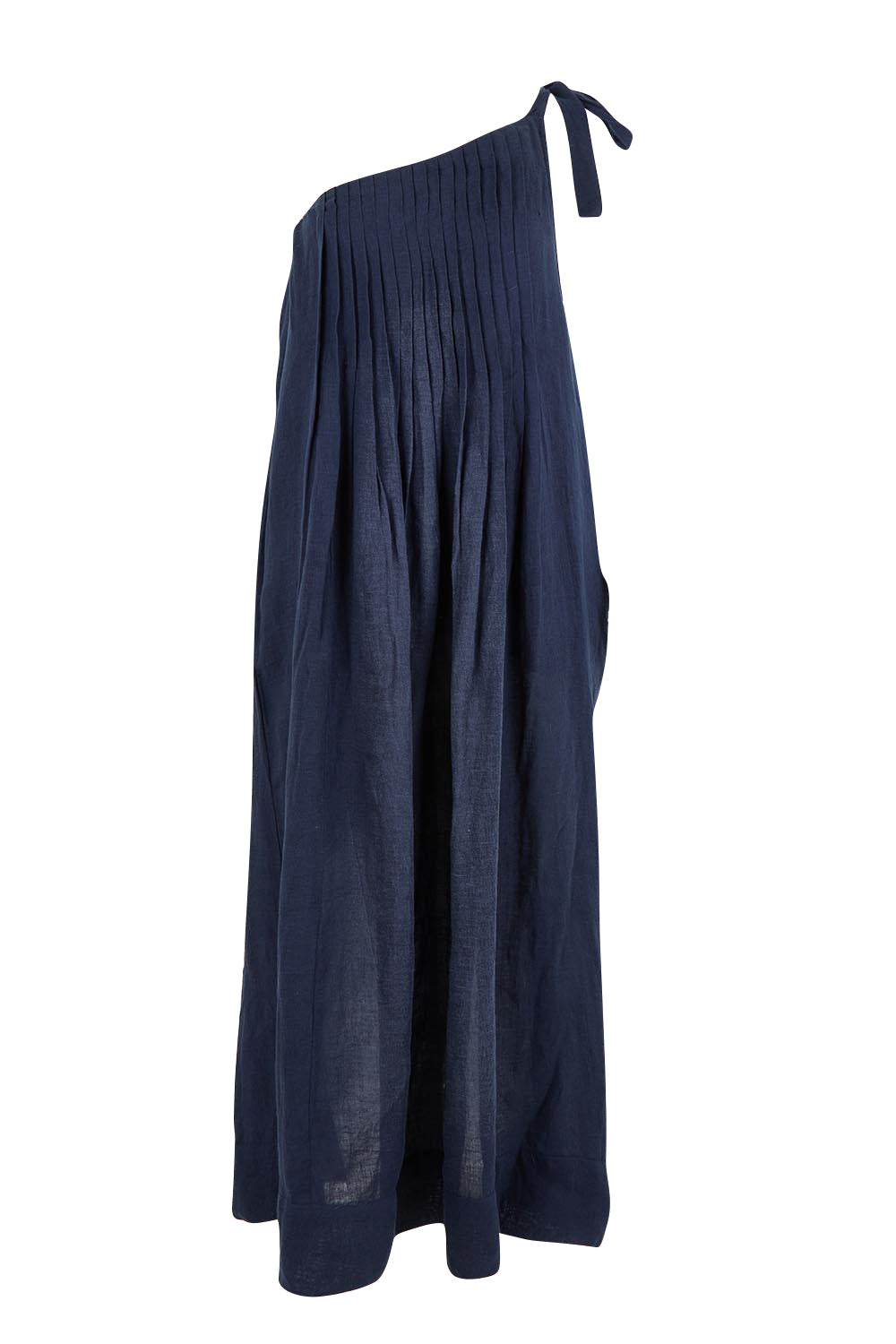 Product shot of the Lana Linen Maxi Dress in colour Navy (Blue), from the front