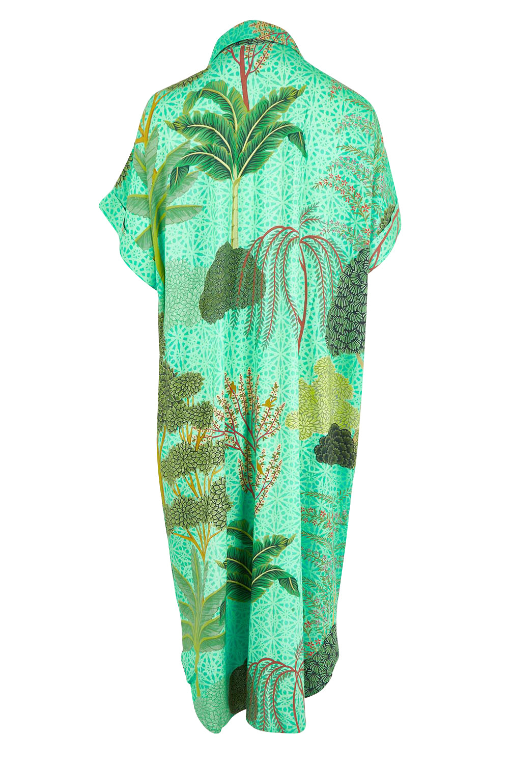 Product shot of the Canal Modal Overshirt in colour Rainforest, from the back