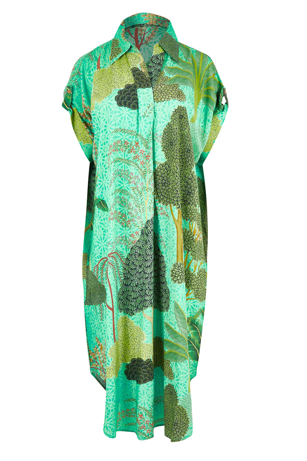 Product shot of the Canal Modal Overshirt in colour Rainforest, detail