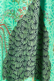Product shot of the Canal Modal Overshirt in colour Rainforest, detail