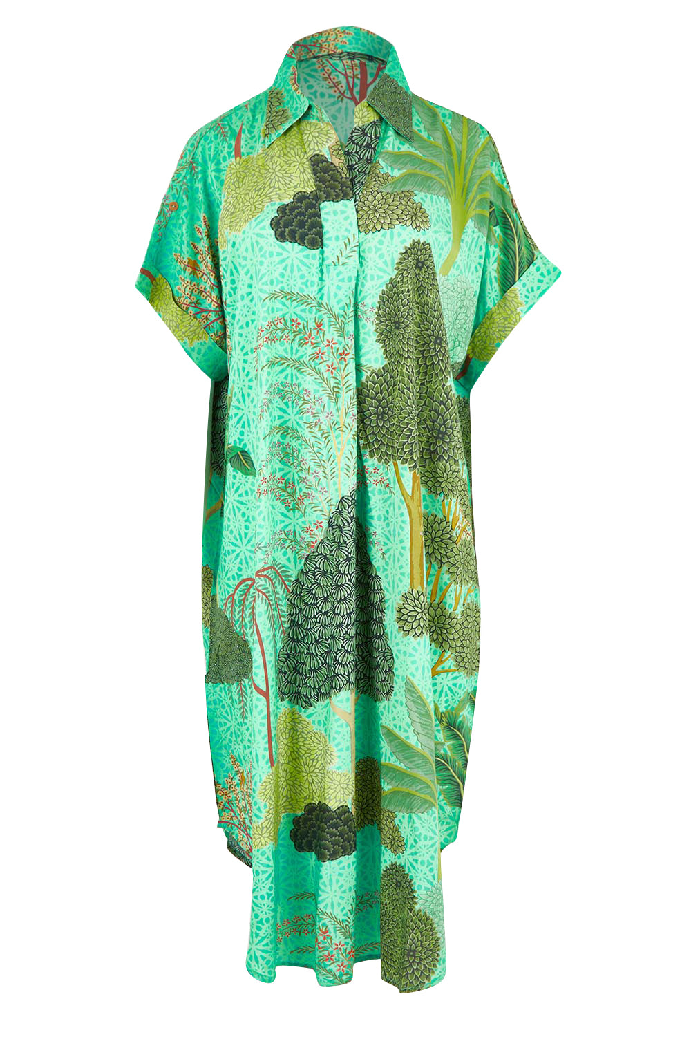 Product shot of the Canal Modal Overshirt in colour Rainforest, from the front