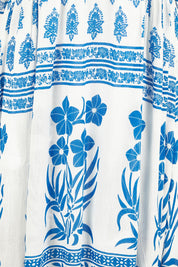 Product shot of the Swell Maxi Dress in colour Oceanpara (Blue), detail