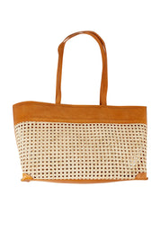 Product shot of the Ciao Basket Bag in colour Natural, from the back